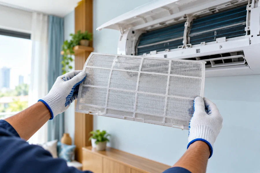 Air conditioner filter and coil maintenance